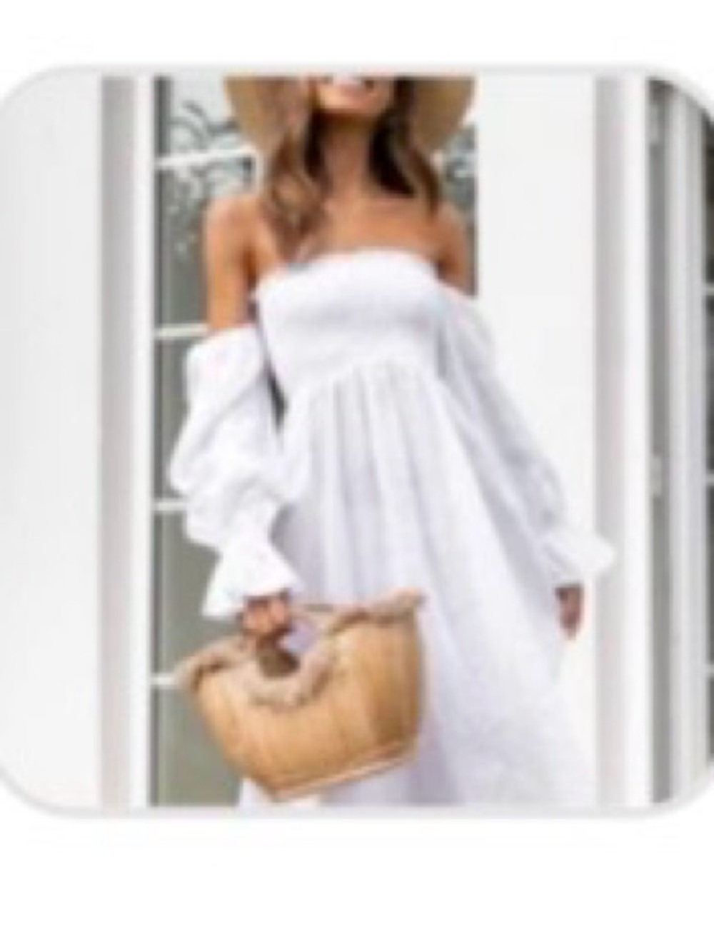 White Smocked Long Sleeve Maxi Dress